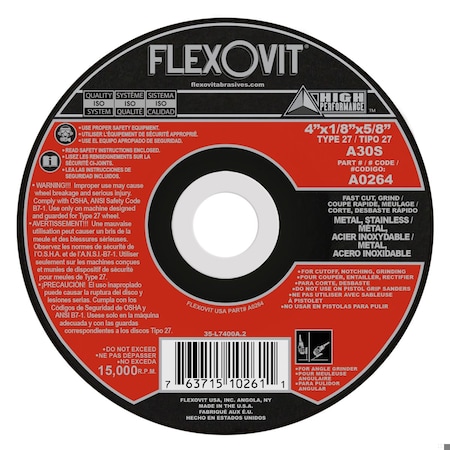 Flexovit DEPRESSED CENTER COMBINATION WHEEL A0264